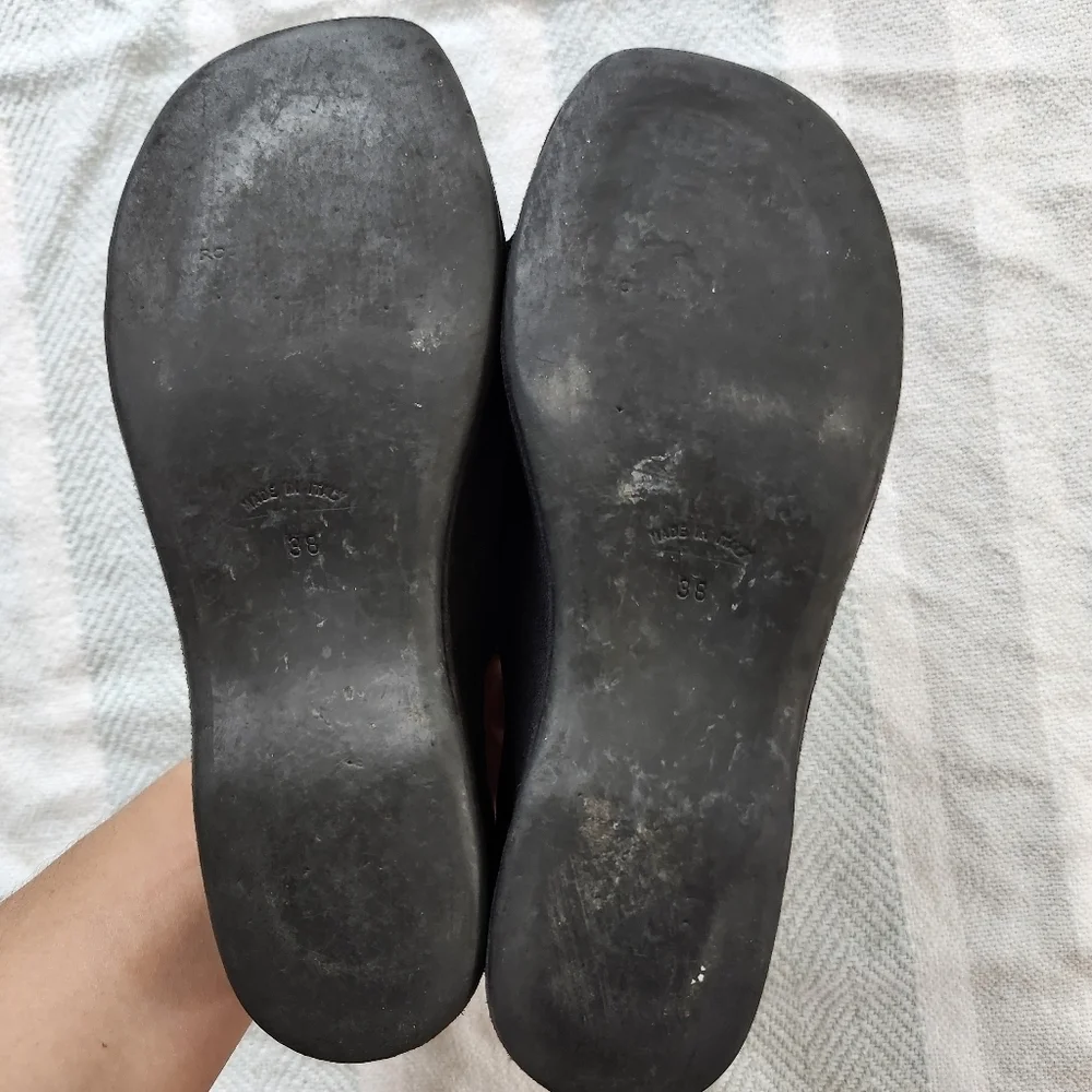 Vintage Black Velvet Suede Slide Platform Sandals
